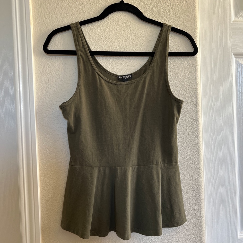 Olive Green Express Peplum Tank